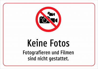 Keine Fotos - Fotografieren und Filmen sind nicht gestattet.