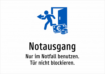 Notausgang - Nur im Notfall benutzen. Tür nicht blockieren.