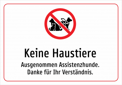 Keine Haustiere - Ausgenommen Assistenzhunde. Danke für Ihr Verständnis.