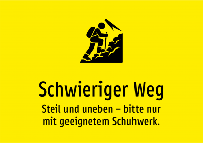 Schwieriger Weg - Steil und uneben – bitte nur mit geeignetem Schuhwerk.