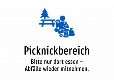 Picknickbereich - Bitte nur dort essen – Abfälle wieder mitnehmen.