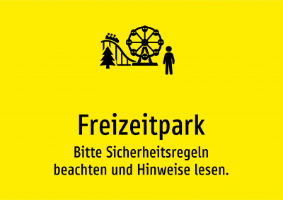 Freizeitpark - Bitte Sicherheitsregeln beachten und Hinweise lesen.