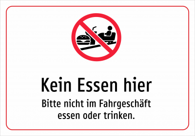 Kein Essen hier - Bitte nicht im Fahrgeschäft essen oder trinken.