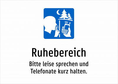 Ruhebereich - Bitte leise sprechen und Telefonate kurz halten.