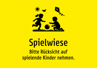 Spielwiese - Bitte Rücksicht auf spielende Kinder nehmen.