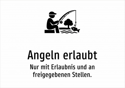 Angeln erlaubt - Nur mit Erlaubnis und an freigegebenen Stellen.