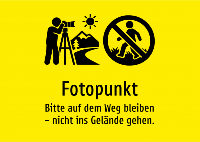 Fotopunkt - Bitte auf dem Weg bleiben – nicht ins Gelände gehen.
