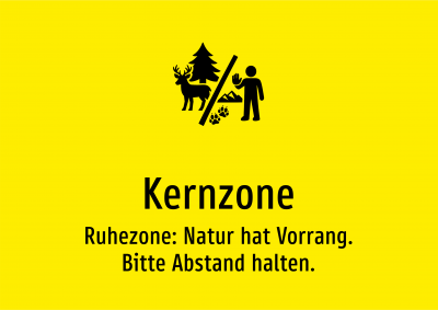 Kernzone - Ruhezone: Natur hat Vorrang. Bitte Abstand halten.