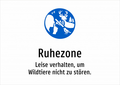 Ruhezone - Leise verhalten, um Wildtiere nicht zu stören.