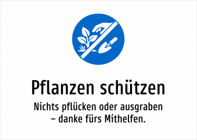 Pflanzen schützen - Nichts pflücken oder ausgraben – danke fürs Mithelfen.