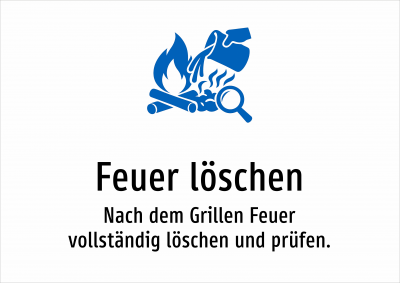 Feuer löschen - Nach dem Grillen Feuer vollständig löschen und prüfen.
