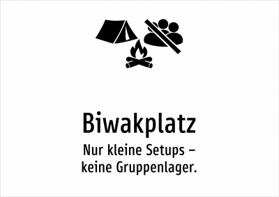 Biwakplatz - Nur kleine Setups – keine Gruppenlager.