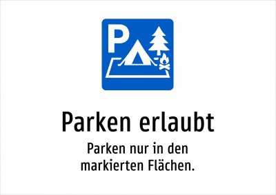 Parken erlaubt - Parken nur in den markierten Flächen.