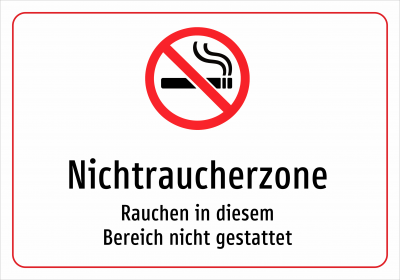 Nichtraucherzone - Rauchen in diesem Bereich nicht gestattet