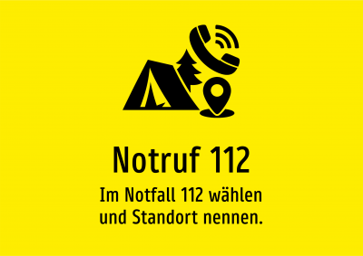 Notruf 112 - Im Notfall 112 wählen und Standort nennen.