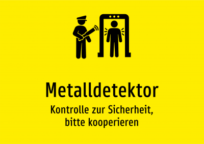 Metalldetektor - Kontrolle zur Sicherheit, bitte kooperieren