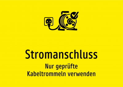 Stromanschluss - Nur geprüfte Kabeltrommeln verwenden