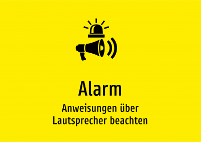 Alarm - Anweisungen über Lautsprecher beachten