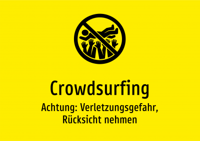 Crowdsurfing - Achtung: Verletzungsgefahr, Rücksicht nehmen