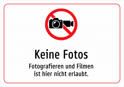 Keine Fotos - Fotografieren und Filmen ist hier nicht erlaubt.