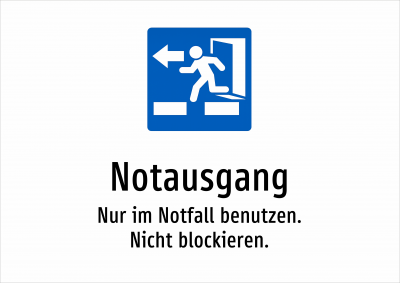 Notausgang - Nur im Notfall benutzen. Nicht blockieren.