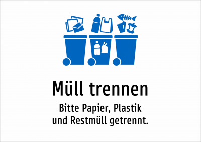 Müll trennen - Bitte Papier, Plastik und Restmüll getrennt.