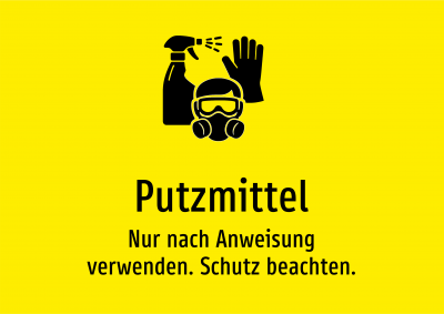 Putzmittel - Nur nach Anweisung verwenden. Schutz beachten.