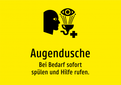 Augendusche - Bei Bedarf sofort spülen und Hilfe rufen.