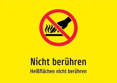 Nicht berühren - Heißflächen nicht berühren
