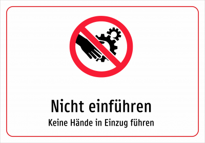 Nicht einführen - Keine Hände in Einzug führen