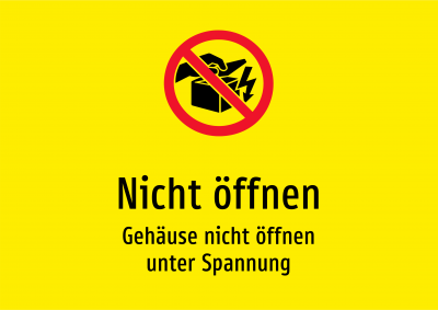 Nicht öffnen - Gehäuse nicht öffnen unter Spannung