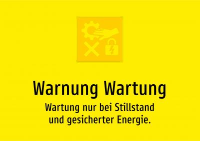 Warnung Wartung - Wartung nur bei Stillstand und gesicherter Energie.