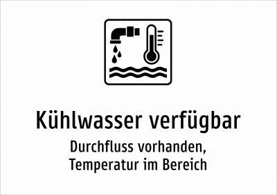 Kühlwasser verfügbar - Durchfluss vorhanden, Temperatur im Bereich