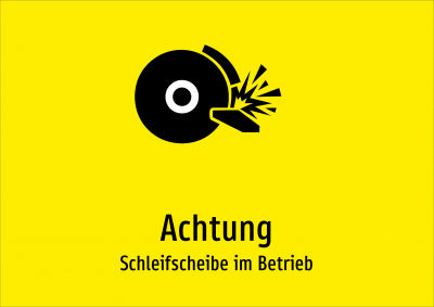 Achtung - Schleifscheibe im Betrieb
