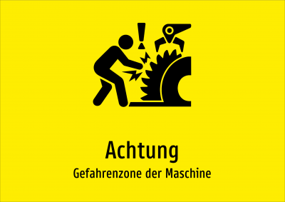 Achtung - Gefahrenzone der Maschine