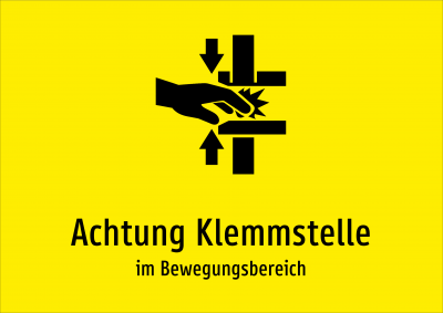 Achtung Klemmstelle - im Bewegungsbereich