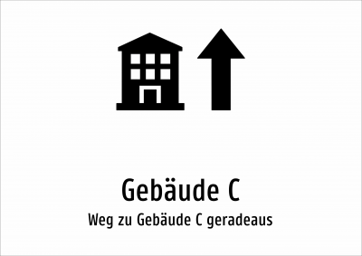 Gebäude C - Weg zu Gebäude C geradeaus