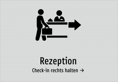 Rezeption - Check-in rechts halten →