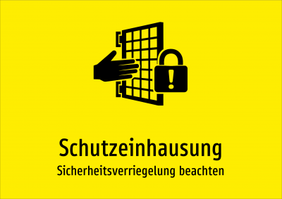 Schutzeinhausung - Sicherheitsverriegelung beachten
