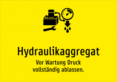 Hydraulikaggregat - Vor Wartung Druck vollständig ablassen.