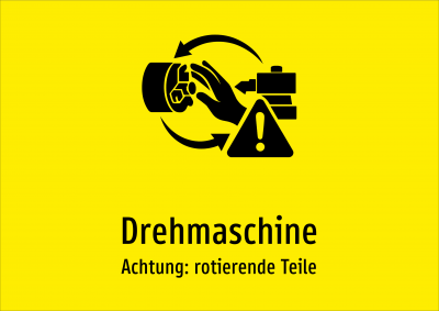 Drehmaschine - Achtung: rotierende Teile