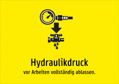 Hydraulikdruck - vor Arbeiten vollständig ablassen.