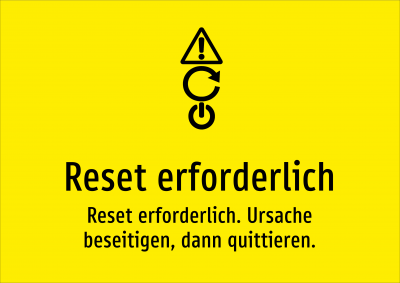 Reset erforderlich - Reset erforderlich. Ursache beseitigen, dann quittieren.
