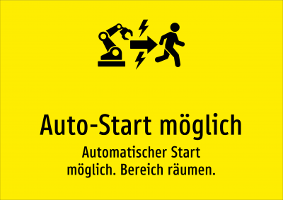 Auto-Start möglich - Automatischer Start möglich. Bereich räumen.