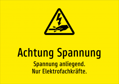 Achtung Spannung - Spannung anliegend. Nur Elektrofachkräfte.