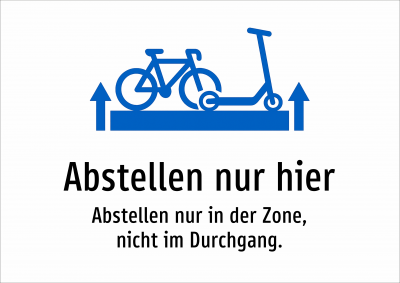 Abstellen nur hier - Abstellen nur in der Zone, nicht im Durchgang.