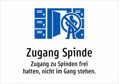 Zugang Spinde - Zugang zu Spinden frei halten, nicht im Gang stehen.