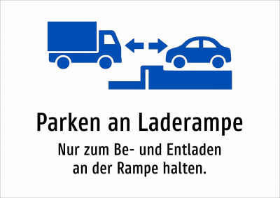 Parken an Laderampe - Nur zum Be- und Entladen an der Rampe halten.