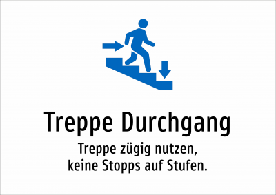 Treppe Durchgang - Treppe zügig nutzen, keine Stopps auf Stufen.
