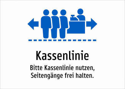 Kassenlinie - Bitte Kassenlinie nutzen, Seitengänge frei halten.